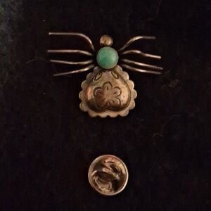 Carolyn Pollack/Relios,Sterling & Turquoise Spider Pin